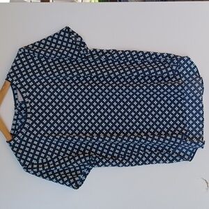 LOFT Navy Blue Printed Short Sleeve Top